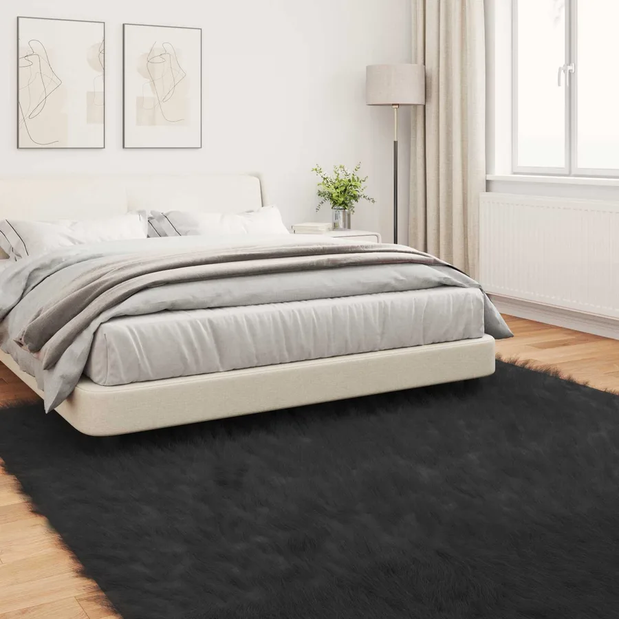 Tapis en fausse TAFALLA Noir 200 x 200 cm Polyester - 4
