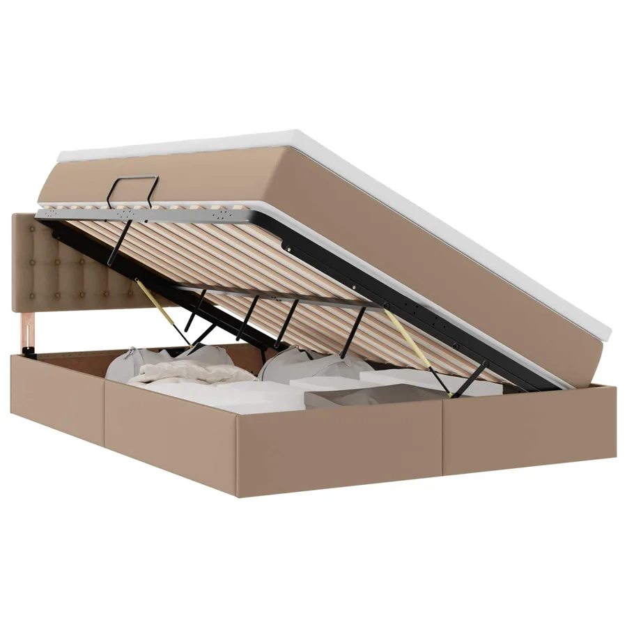 Lit avec rangement et matelas Cappuccino 140 x 200 cm - 2
