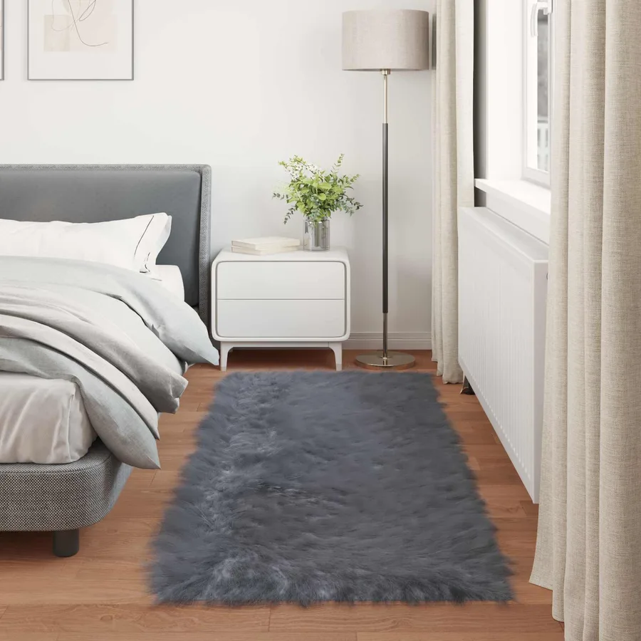 Tapis en fausse TAFALLA Anthracite 80 x 200 cm Polyester - 4