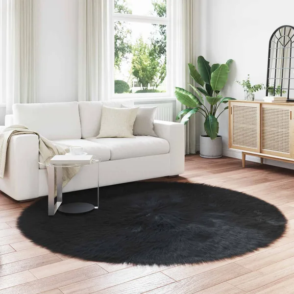 Tapis en fausse TAFALLA Noir Ø 160 cm Polyester