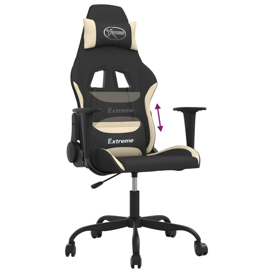 Chaise de jeu Noir et crème Tissu - 7