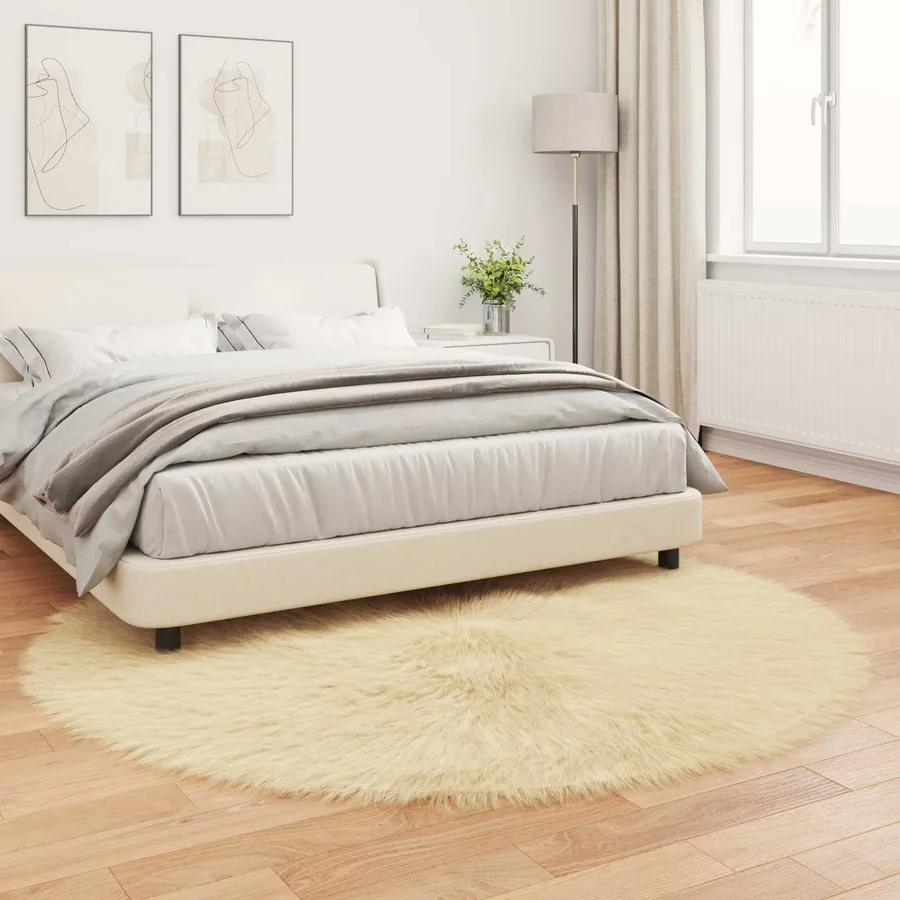 Tapis en fausse TAFALLA Crème Ø 160 cm Polyester - 4