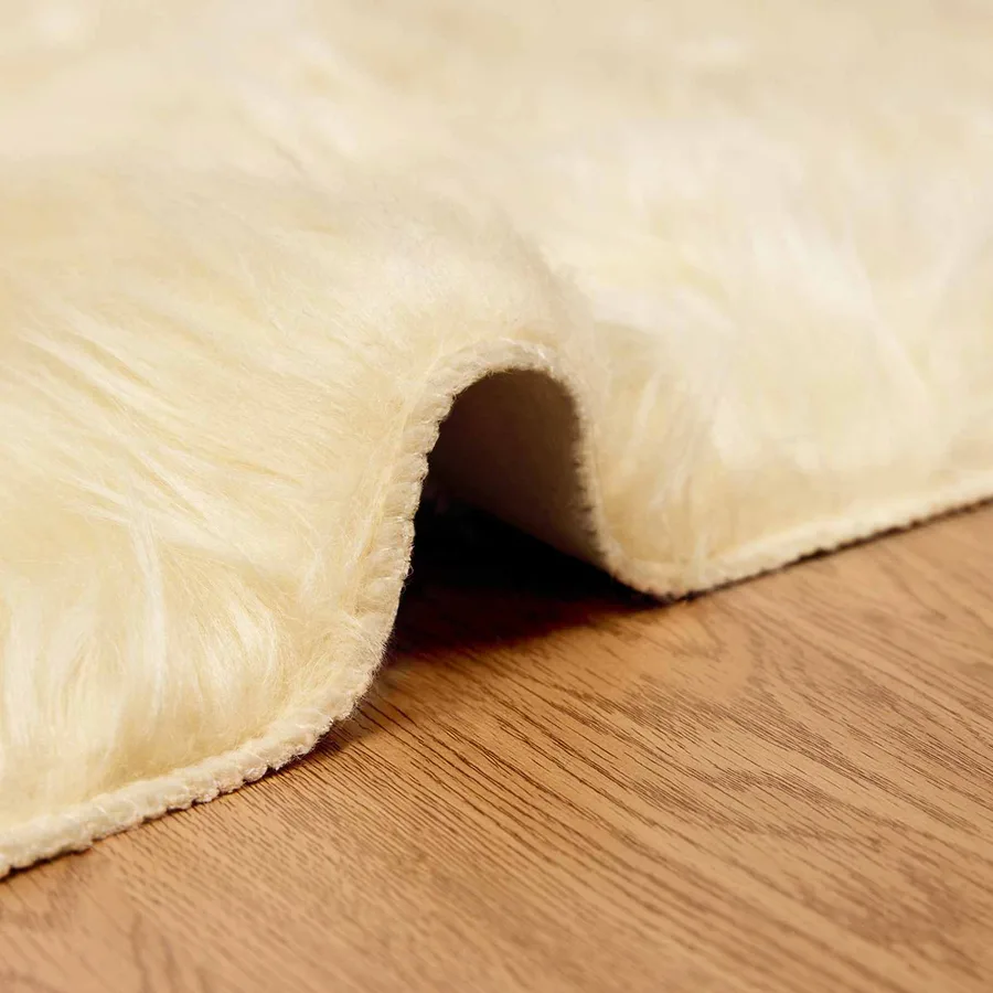 Tapis en fausse TAFALLA Crème Ø 160 cm Polyester - 5