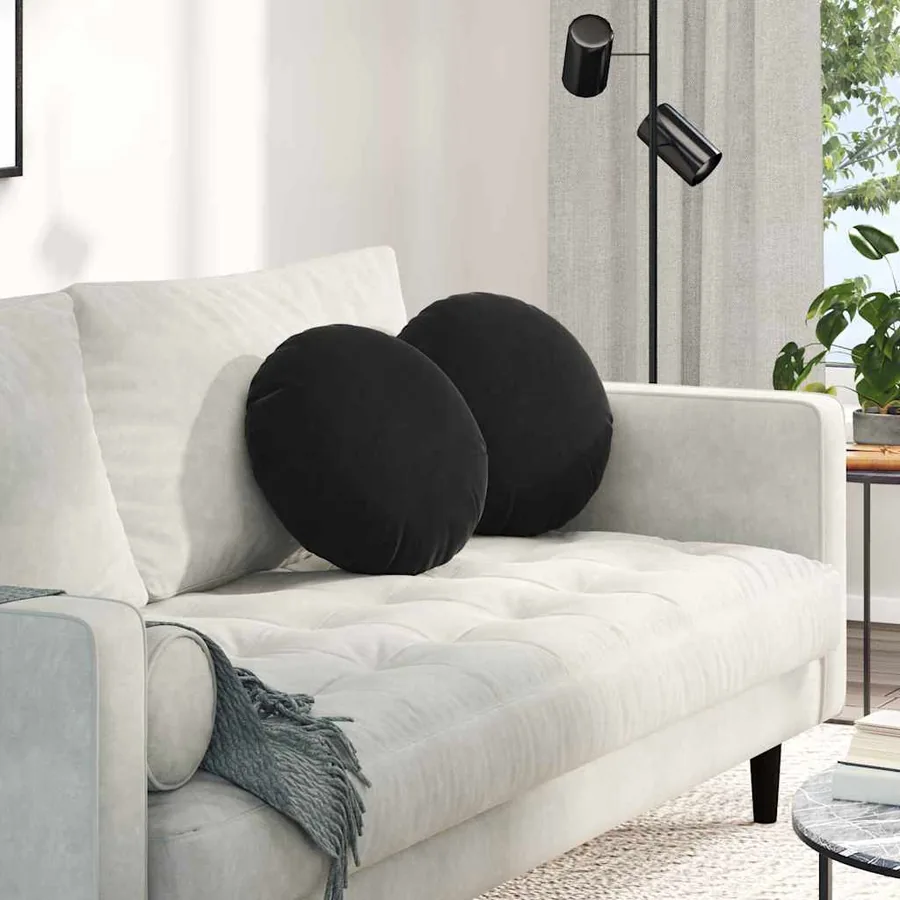 Coussins de siège 2 pcs Noir Ø 40 x 13 cm Velours