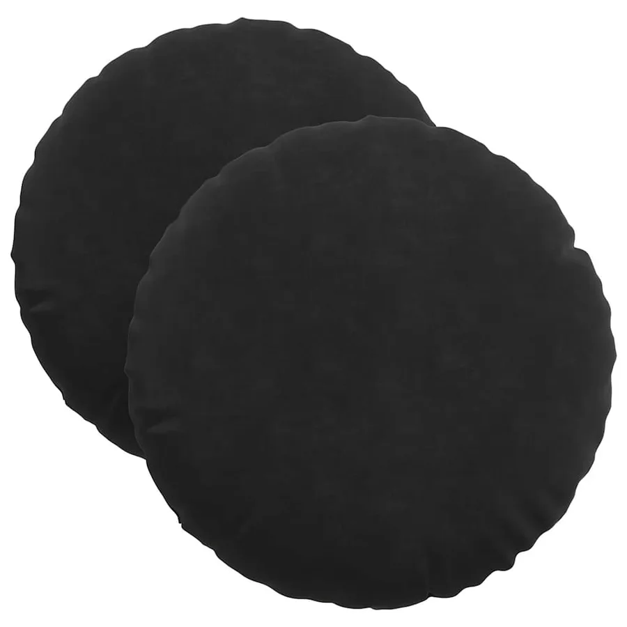 Coussins de siège 2 pcs Noir Ø 40 x 13 cm Velours - 2