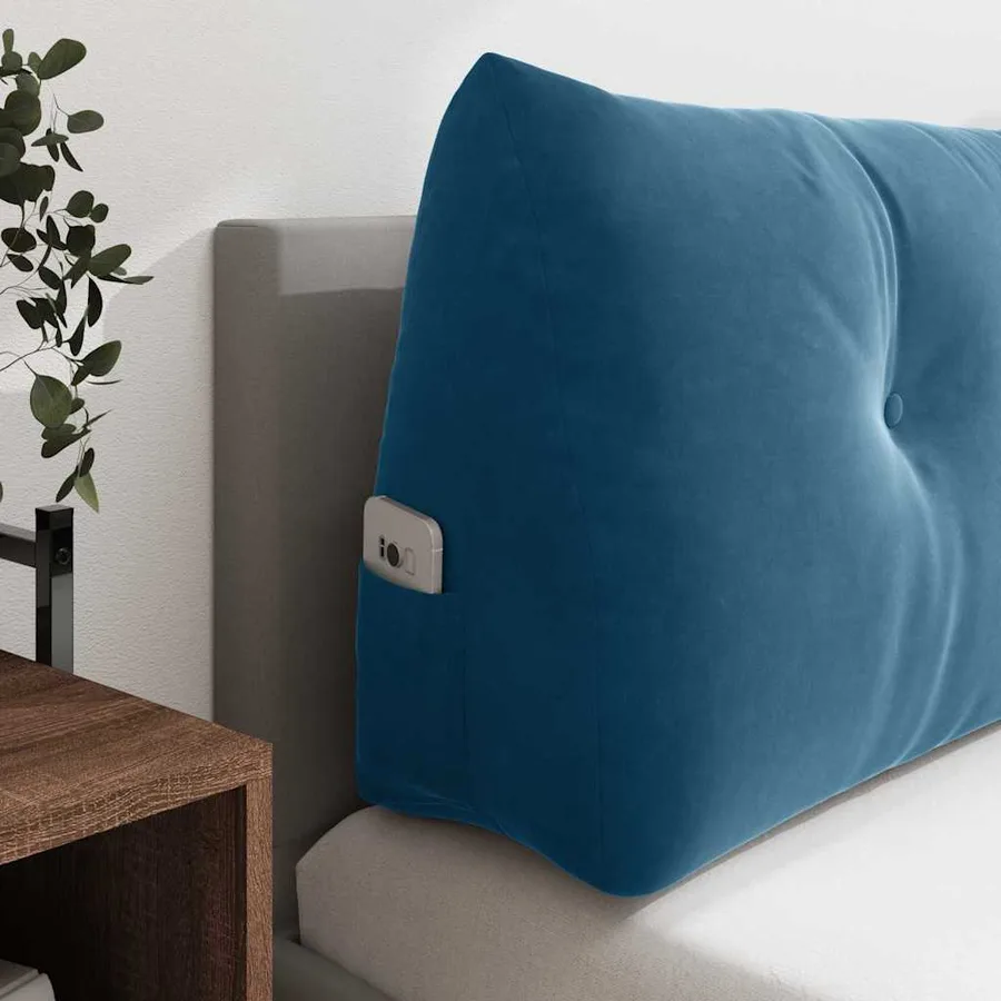 Coussin de Dos Bleu 140 x 24 x 50 cm Velours - 5