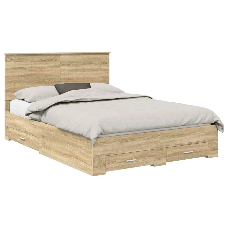 Cadre de lit Chêne Sonoma 135 x 190 cm Bois d'ingénierie - 2
