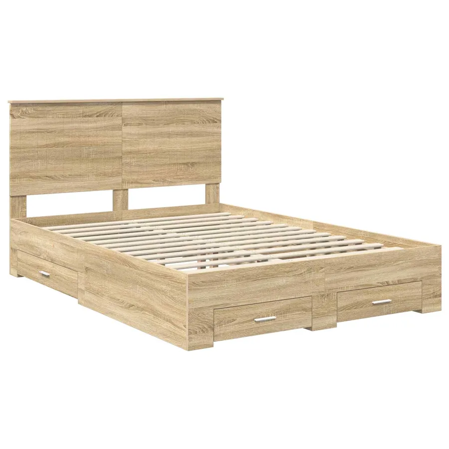Cadre de lit Chêne Sonoma 135 x 190 cm Bois d'ingénierie - 4