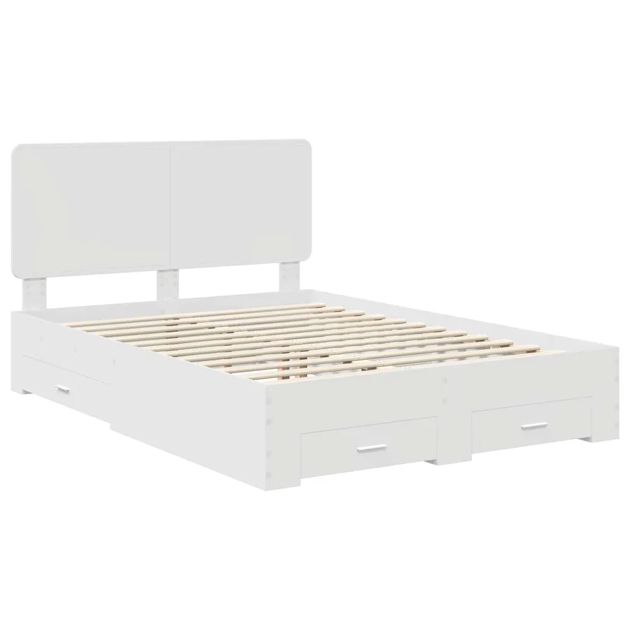 Cadre de lit avec tiroir Blanc 140 x 190 cm Bois d'ingénierie - 4