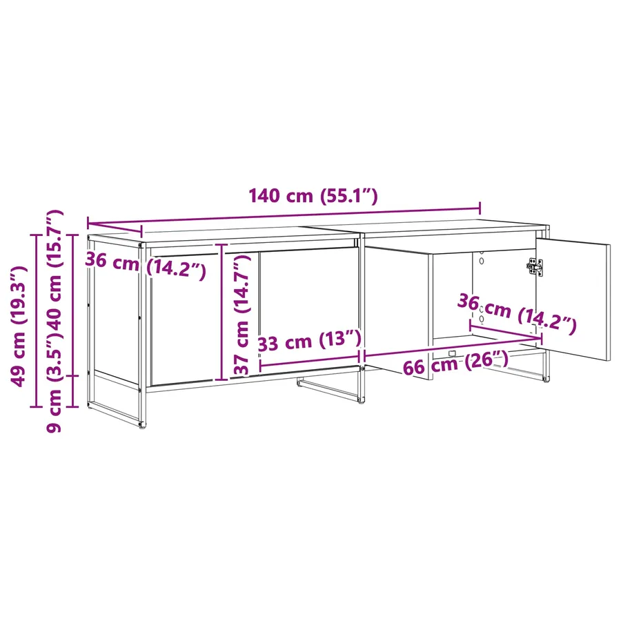 Meuble TV Sonoma 140 x 36 x 49.5 cm Bois d'ingénierie - 12