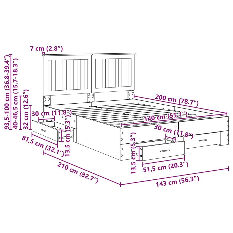 Cadre de lit Chêne fumé 140 x 200 cm Bois d'ingénierie - 14