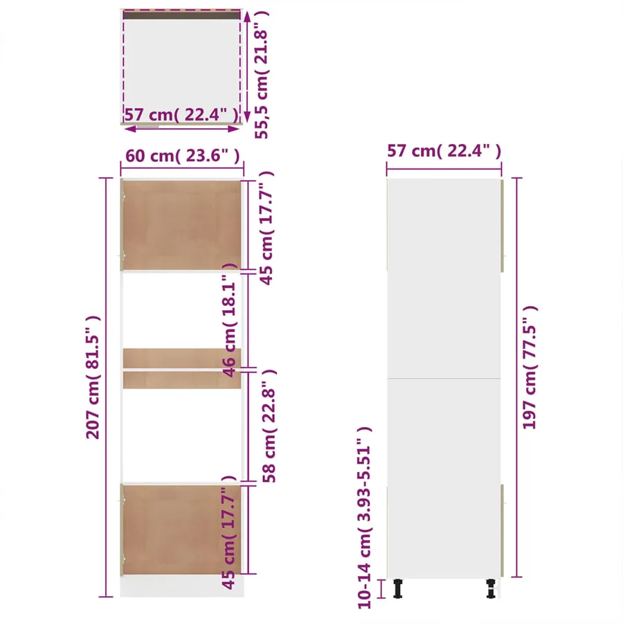 Meuble micro-ondes "Lyon" Chêne fumé 60 x 57 x 207 cm Bois d'ingénierie - 11