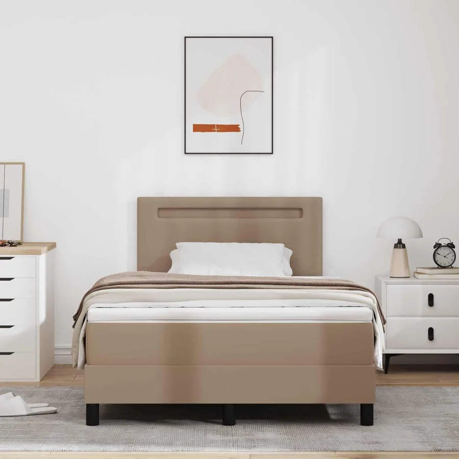Lit à ressorts avec matelas Cappuccino 120 x 190 cm Simili cuir