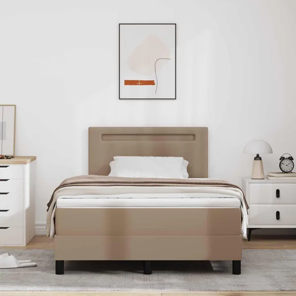 Lit à ressorts avec matelas Cappuccino 120 x 190 cm Simili cuir
