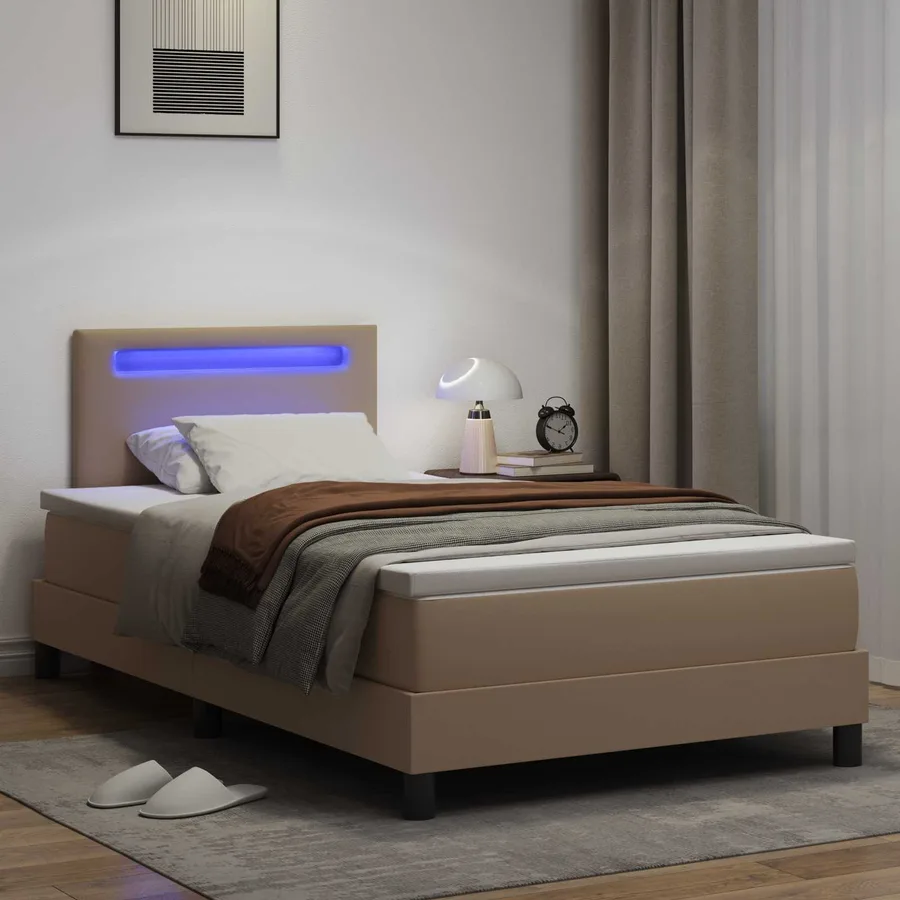 Lit à ressorts avec matelas Cappuccino 120 x 190 cm Simili cuir - 4