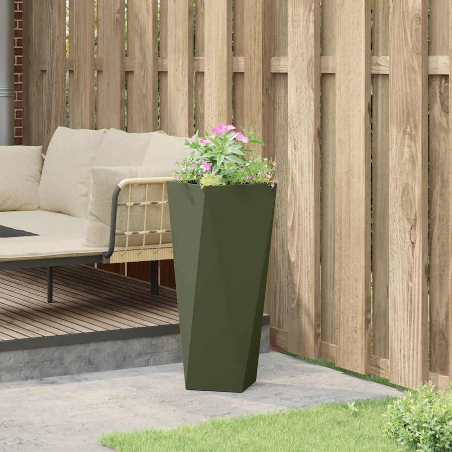 Jardinière Vert olive 30 x 30 x 75 cm Acier - 4