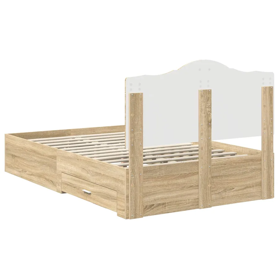 Cadre de lit Chêne Sonoma 135 x 190 cm Bois d'ingénierie - 10