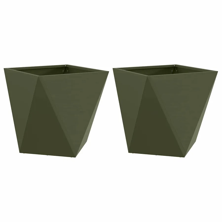 Jardinière 2 pc Vert olive 40 x 40 x 40 cm Acier - 2