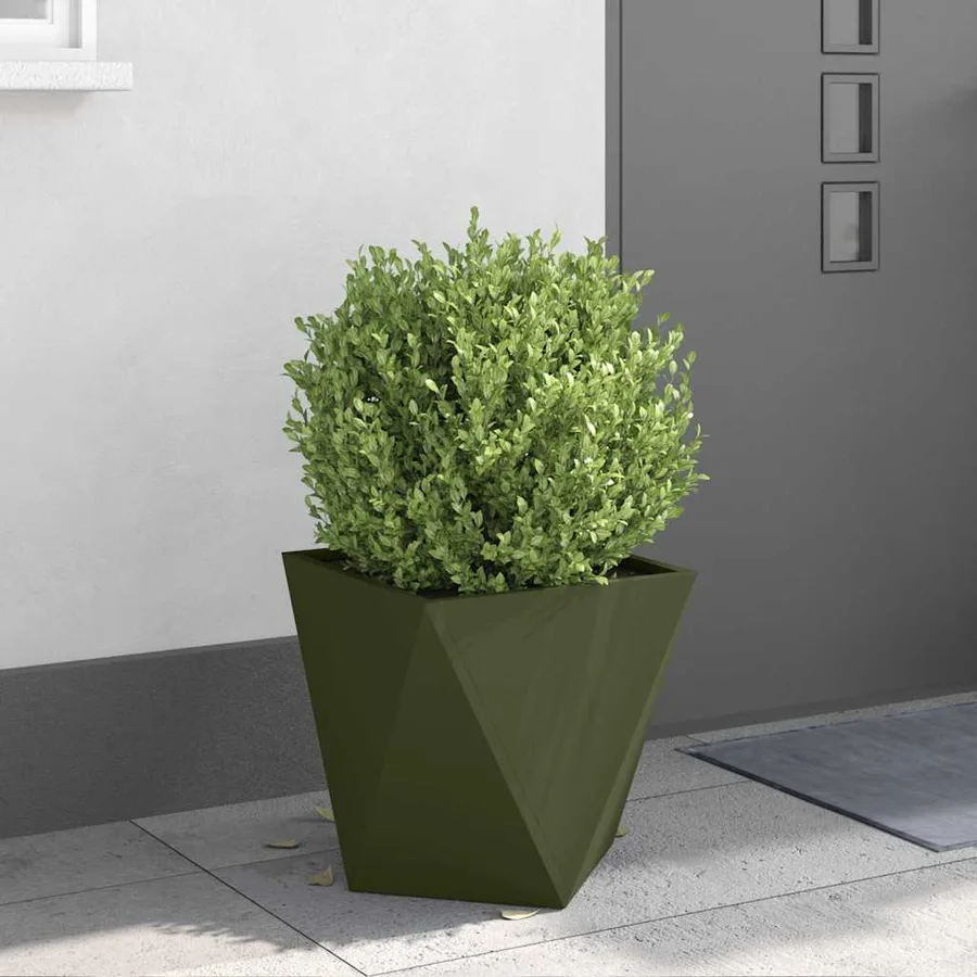 Jardinière 2 pc Vert olive 40 x 40 x 40 cm Acier - 4