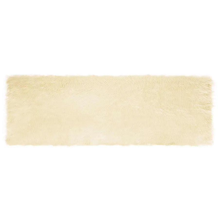 Tapis en fausse TAFALLA Crème 80 x 250 cm Polyester - 2