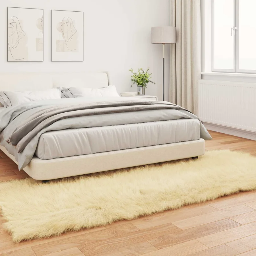 Tapis en fausse TAFALLA Crème 80 x 250 cm Polyester - 4