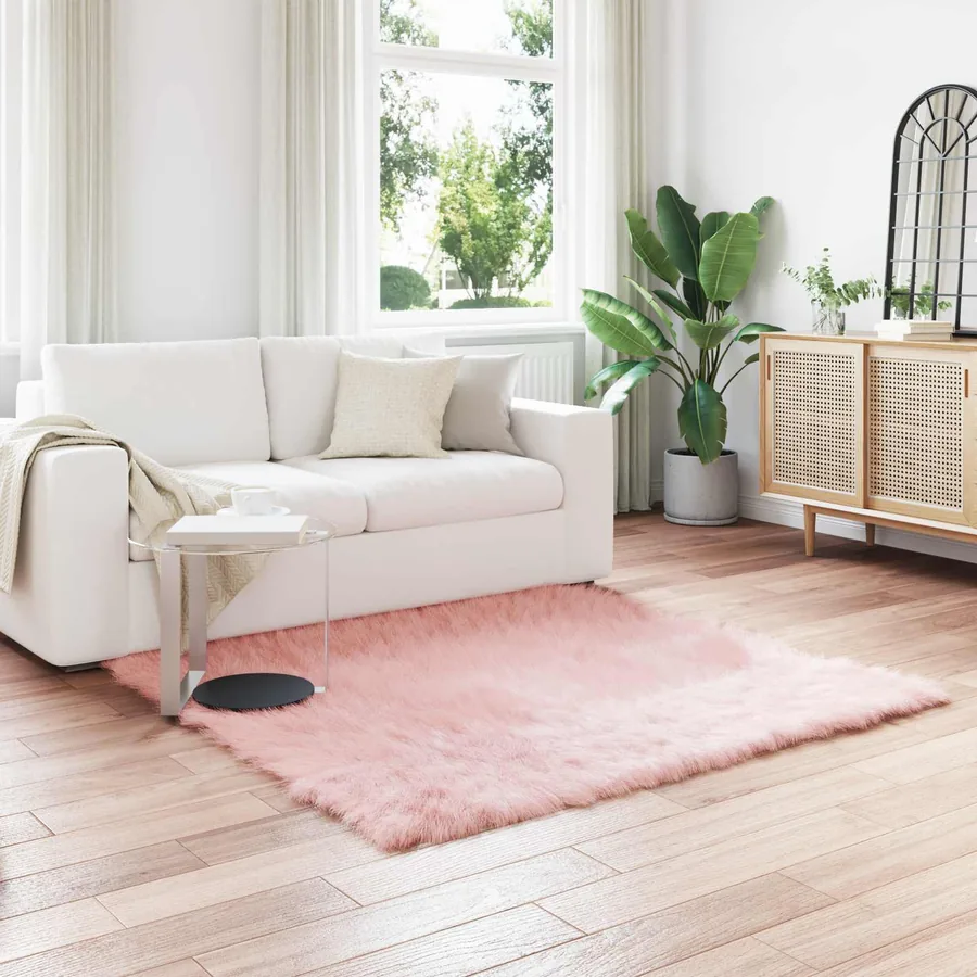 Tapis en fausse TAFALLA Rose 160 x 160 cm Polyester