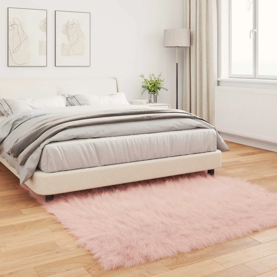 Tapis en fausse TAFALLA Rose 160 x 160 cm Polyester - 4