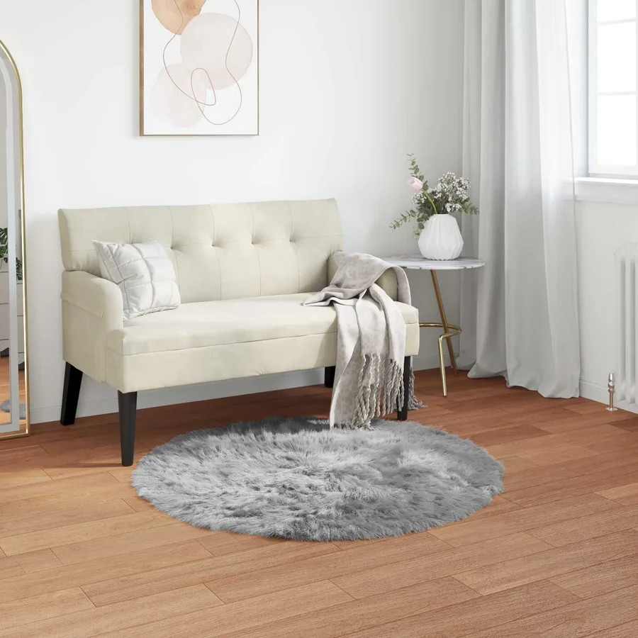 Tapis en fausse TAFALLA Gris Ø 80 cm Polyester