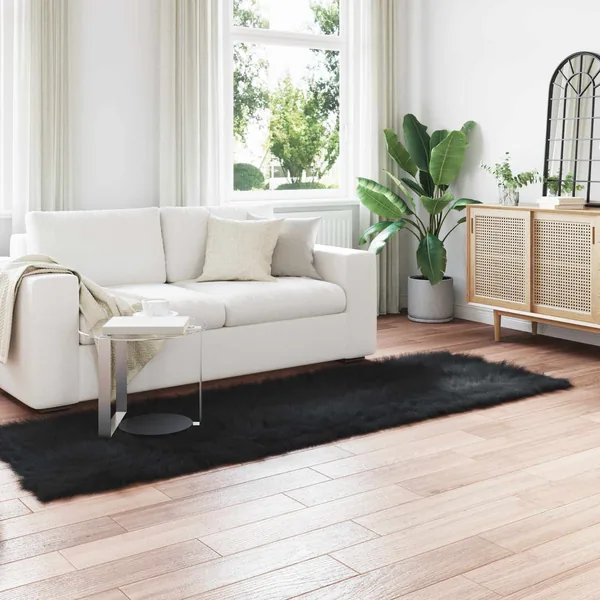 Tapis en fausse TAFALLA Noir 80 x 250 cm Polyester