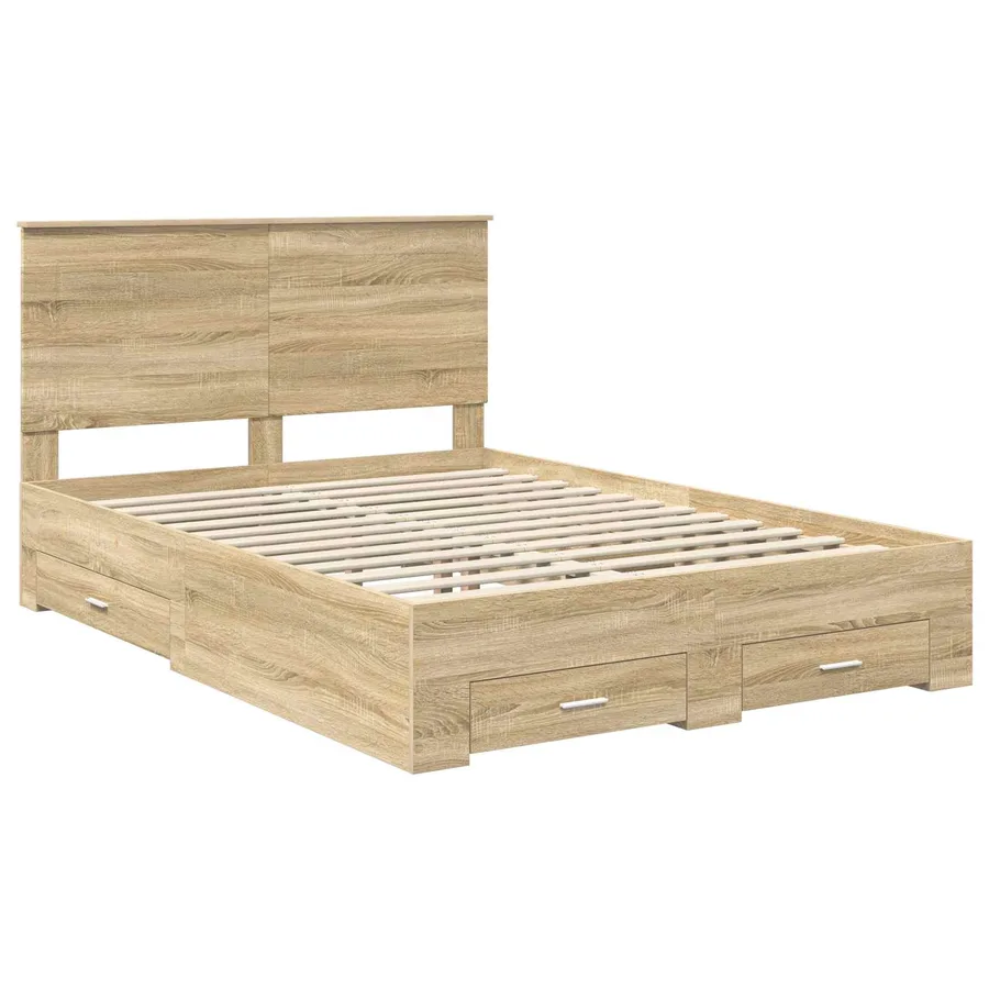 Cadre de lit Chêne Sonoma 140 x 190 cm Bois d'ingénierie - 4