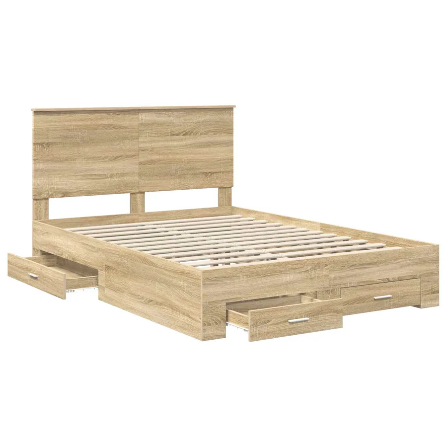 Cadre de lit Chêne Sonoma 140 x 190 cm Bois d'ingénierie - 5