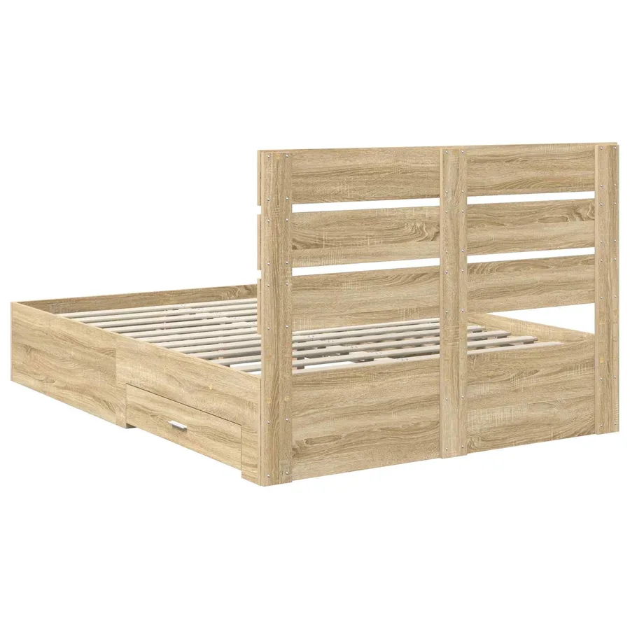 Cadre de lit Chêne Sonoma 140 x 190 cm Bois d'ingénierie - 10