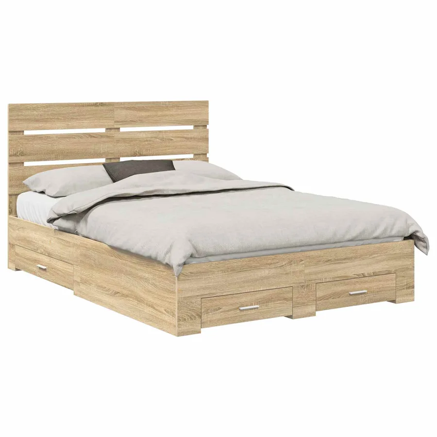 Cadre de lit Chêne Sonoma 140 x 190 cm Bois d'ingénierie - 2