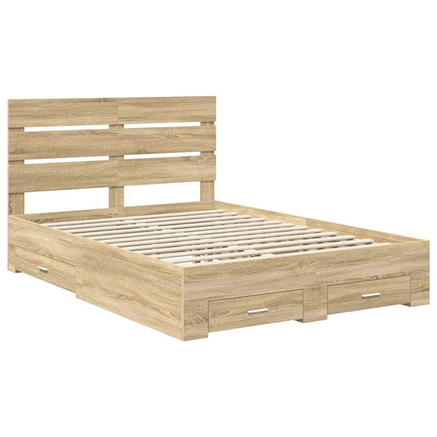 Cadre de lit Chêne Sonoma 140 x 190 cm Bois d'ingénierie - 4