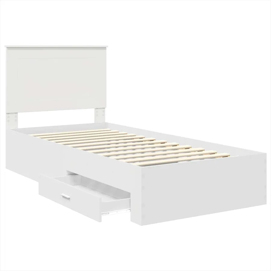 Cadre de lit avec tiroir Blanc 90 x 190 cm Bois d'ingénierie - 5