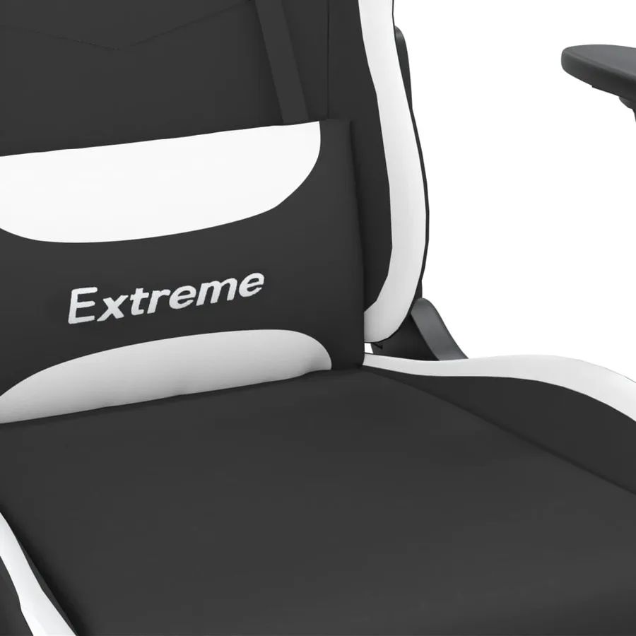 Chaise de jeu avec repose-pied Noir et blanc Tissu - 9