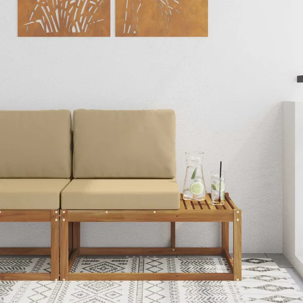 Canapé d'extérieur en bout avec coussin Naturel 91 x 63 x 73 cm