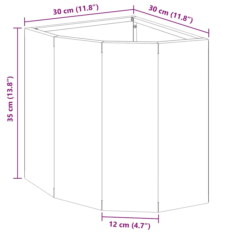 Jardinière d'Angle Anthracite 30 x 30 x 35 cm Acier - 12