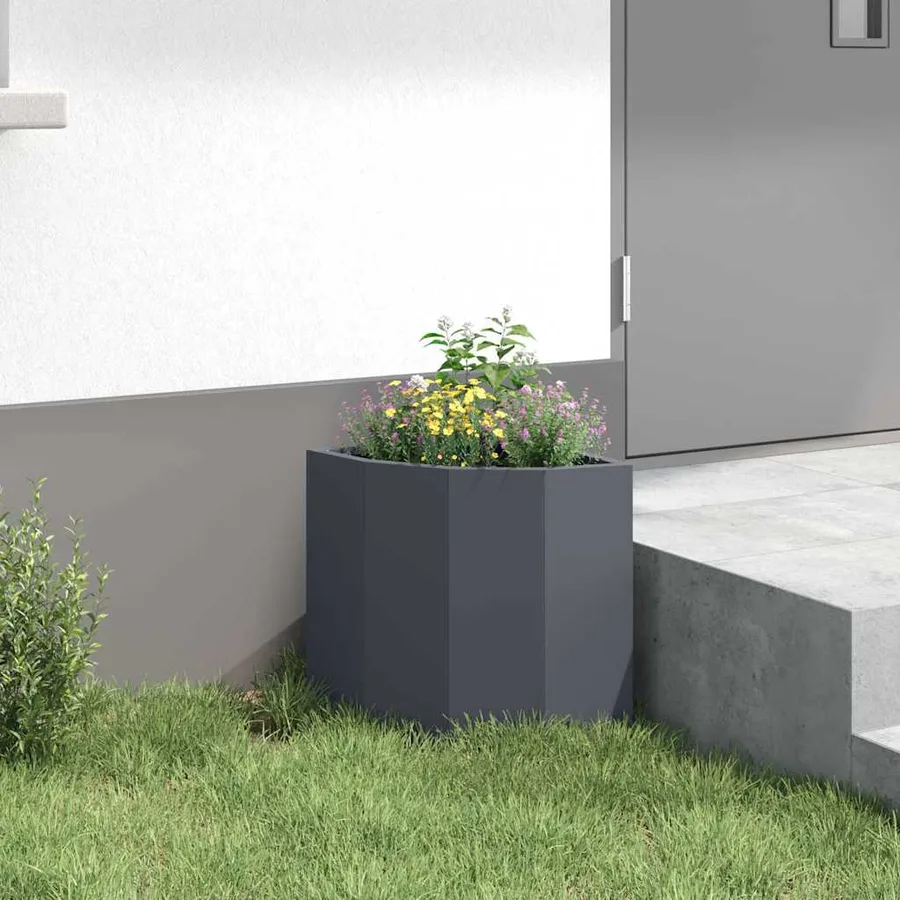 Jardinière d'Angle Anthracite 30 x 30 x 35 cm Acier - 4