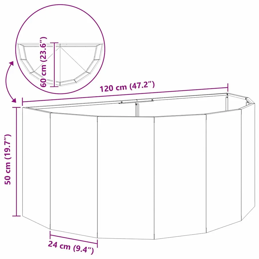 Jardinière Anthracite 120 x 60 x 50 cm Acier - 12