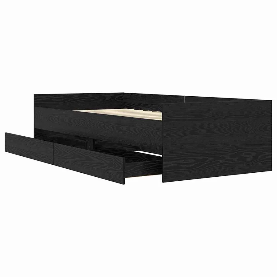 Cadre de lit avec tiroir Chêne noir 90 x 190 cm Pin massif - 5
