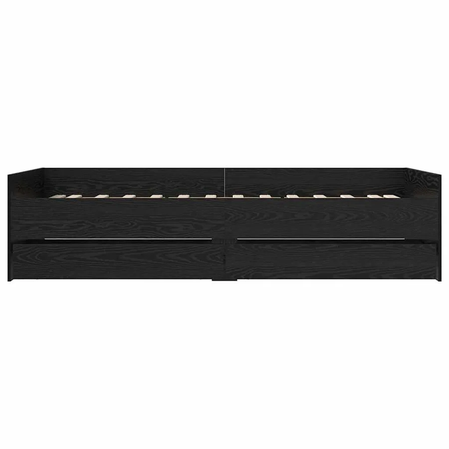 Cadre de lit avec tiroir Chêne noir 90 x 190 cm Pin massif - 6