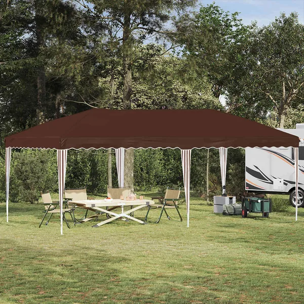 Tente de fête pop-up 575 x 290 x 245 cm Marron