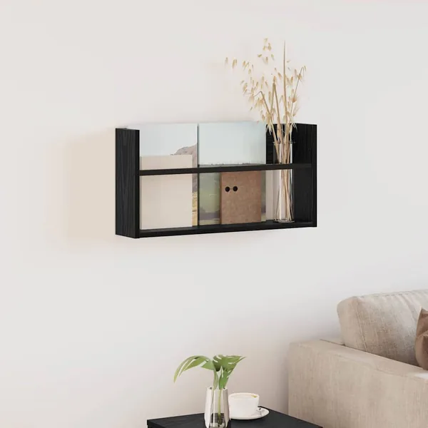 Étagère à magazines avec étagère Chêne noir 60 x 12 x 30 cm