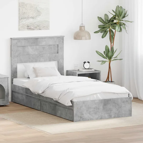 Lit de Rangement Gris béton 75 x 190 cm Bois d'ingénierie