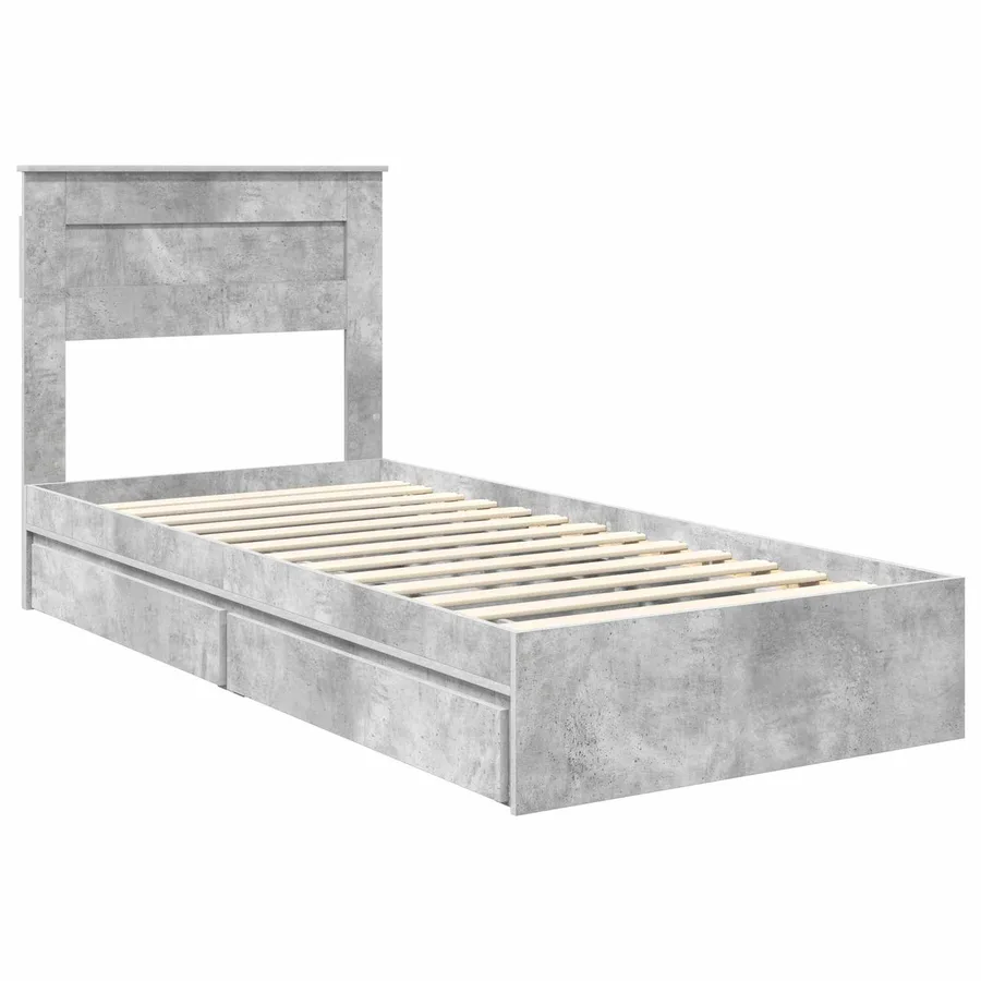 Lit de Rangement Gris béton 75 x 190 cm Bois d'ingénierie - 4
