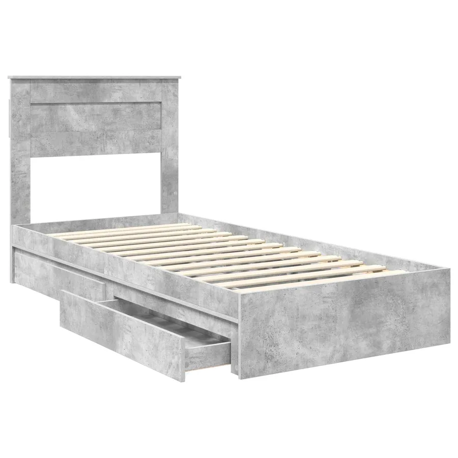 Lit de Rangement Gris béton 75 x 190 cm Bois d'ingénierie - 5