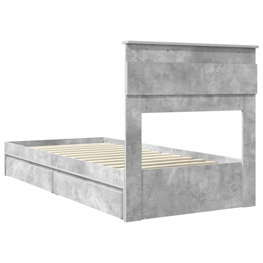 Lit de Rangement Gris béton 75 x 190 cm Bois d'ingénierie - 8