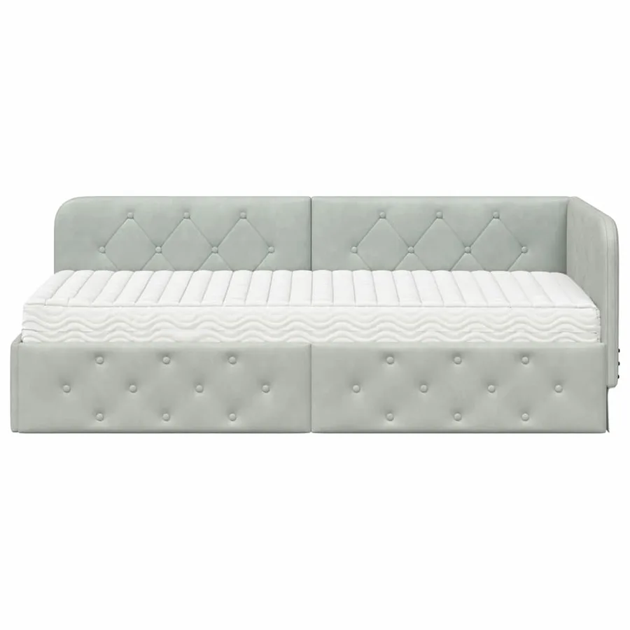 Cadre de lit d'angle Gris clair 80 x 200 cm Velours - 5