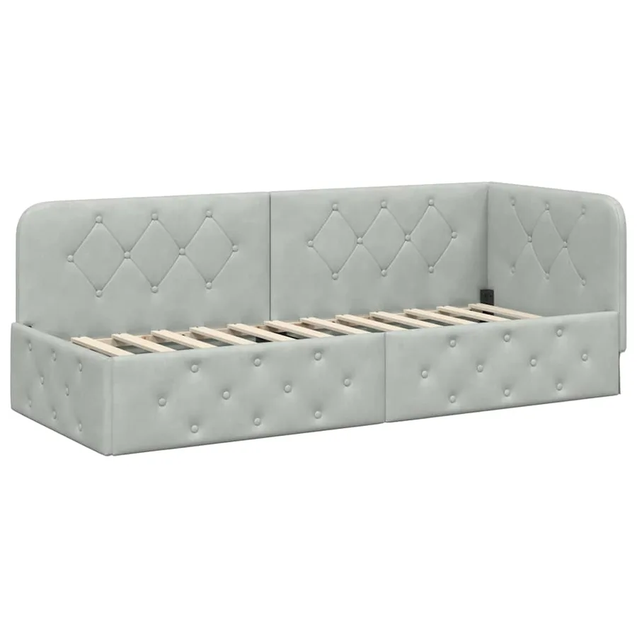 Cadre de lit d'angle Gris clair 80 x 200 cm Velours - 6